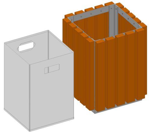 Урна для мусора металлическая в деревянной обрешетке#2
