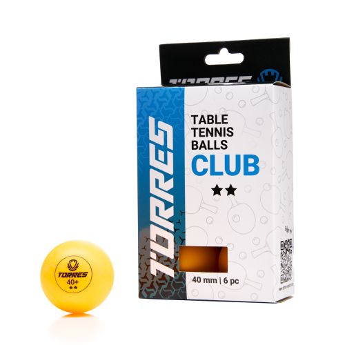 Мяч для настольного тенниса TORRES Club 2* (6 шт.) оранжевый