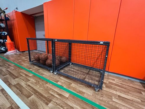 Корзина для мячей передвижная 750х1050х750 на 40 шт. (сетка) СТ-35#4