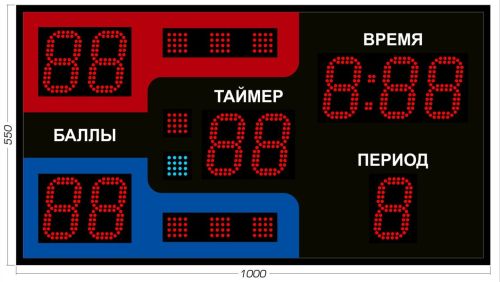 Табло для греко-римской и вольной борьбы 1000х550 мм (8 индикаторов)