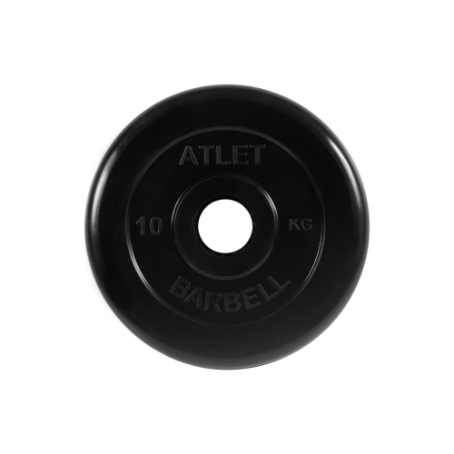 Диск обрезиненный Атлет 10 кг, d=51 мм (черный) MB Barbell MB-AtletB51-10