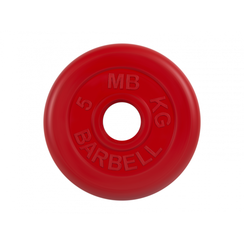 Диск обрезиненный 5кг, d=51мм (красный) MB Barbell MB-PltC51-5