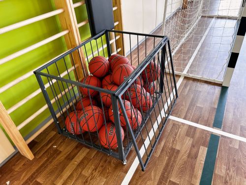 Корзина для мячей передвижная 750х1050х750 на 40 шт. (пруток) СТ-111#11