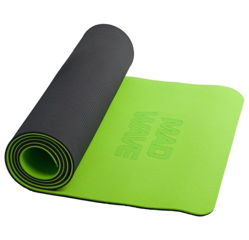 Коврик для йоги MADWAVE Yoga Mat TPE double layer 183х61х0,6 см (зеленый) Коврик для йоги MADWAVE Yoga Mat TPE double layer 183х61х0,6 см (зеленый)