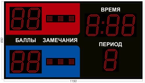 Табло для греко-римской и вольной борьбы 1150x650 мм