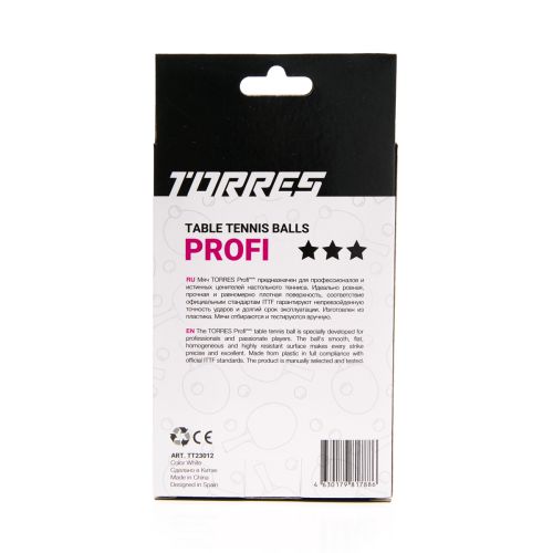 Мяч для настольного тенниса TORRES Profi 3* (6 шт.) белый#5