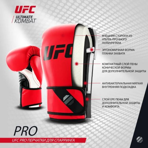 Перчатки боксерские тренировочные для спаринга UFC Pro Fitness Black#4 Перчатки боксерские тренировочные для спаринга UFC Pro Fitness Black#4