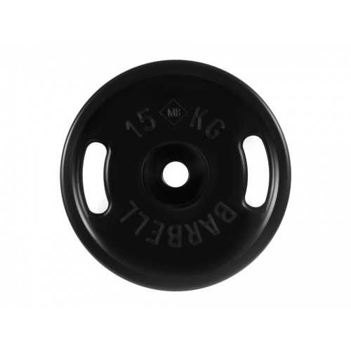 Диск обрезиненный с ручками 15кг, d=51мм (черный) MB Barbell MB-PltBS-15