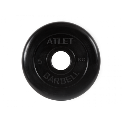 Диск обрезиненный Атлет 5 кг, d=51 мм (черный) MB Barbell MB-AtletB51-5 Диск обрезиненный Атлет 5 кг, d=51 мм (черный) MB Barbell MB-AtletB51-5