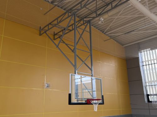 Щит баскетбольный со стационарной потолочной фермой (к-т: ферма, щит из закаленного стекла, протектор, аморт. кольцо, сетка) СТ-333#3