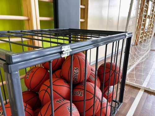 Корзина для мячей передвижная 750х1050х750 на 40 шт. (пруток) СТ-111#9