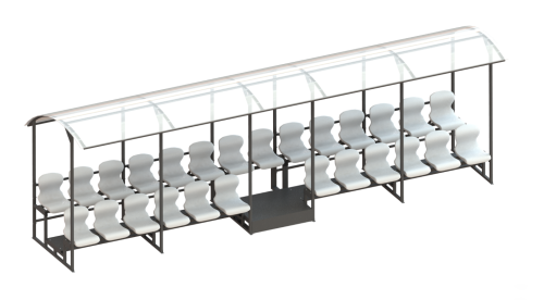 Трибуна 2-х рядная на 26 мест (с навесом из поликарбоната) СТ-249