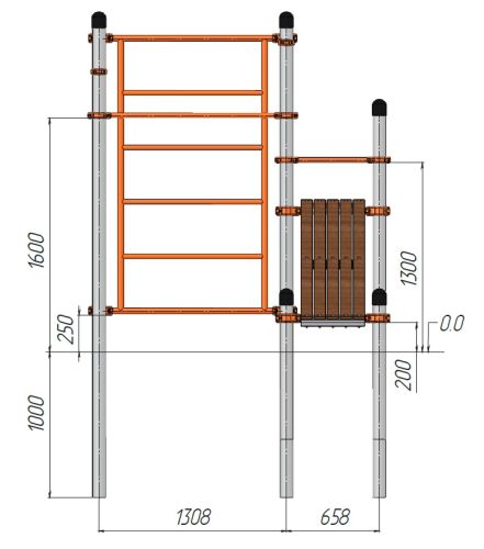 Уличный комплекс Воркаут СТ-503 (оцинкованные опоры 108 мм)#2