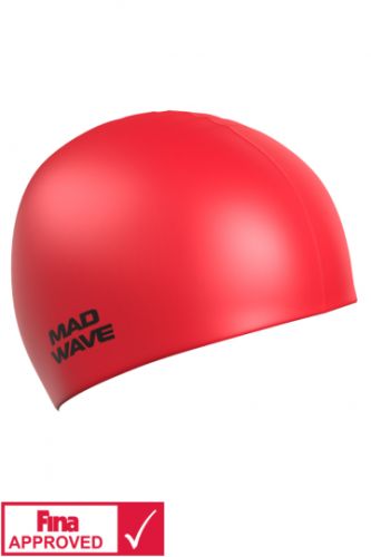 Шапочка для плавания MADWAVE Intensive Silicone Solid FINA Approved (силикон) красный