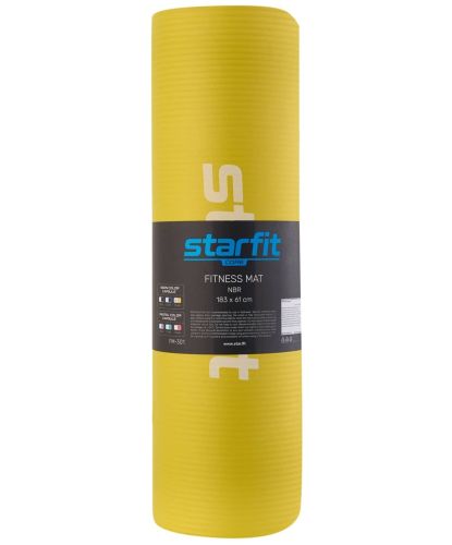 Коврик для йоги и фитнеса STARFIT FM-301 NBR 183x61х1,5 см (желтый)#3 Коврик для йоги и фитнеса STARFIT FM-301 NBR 183x61х1,5 см (желтый)#3