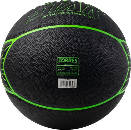 Мяч баскетбольный TORRES Star №7 (ПУ) черно-зеленый#5 Мяч баскетбольный TORRES Star №7 (ПУ) черно-зеленый#5