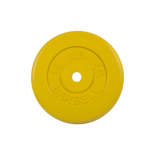 Диск обрезиненный 15кг, d=31мм (желтый) MB Barbell MB-PltC31-15 Диск обрезиненный 15кг, d=31мм (желтый) MB Barbell MB-PltC31-15