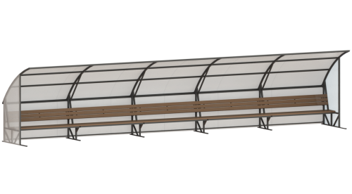 Скамейка для запасных игроков 10 м (на 20 человек, с навесом из поликарбоната) СТ-50 Скамейка для запасных игроков 10 м (на 20 человек, с навесом из поликарбоната) СТ-50