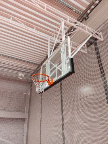 Щит баскетбольный со стационарной потолочной фермой (к-т: ферма, щит из закаленного стекла, протектор, аморт. кольцо, сетка) СТ-333#6