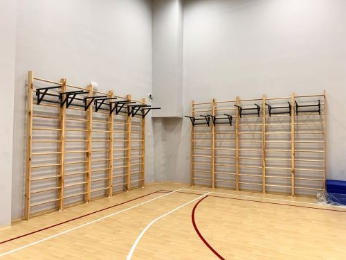 Стенка гимнастическая "Стандарт" 2200х800х135мм (боковины из массива сосны, березовые перекладины, в деталях) СТП-76#3