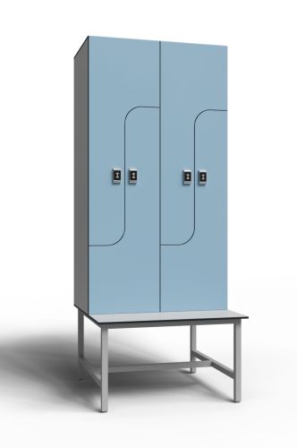 Шкаф для раздевалок ЛДСП Z 2-2 на скамье-подставке (2 секции) 1850х864х500 мм
