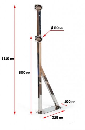 Кронштейн для хореографического (балетного) станка угловой напольный двухрядный (нержавеющая сталь)#2 Кронштейн для хореографического (балетного) станка угловой напольный двухрядный (нержавеющая сталь)#2