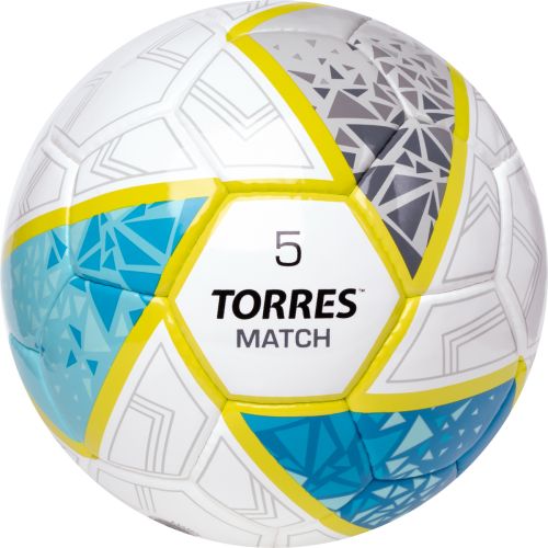 Мяч футбольный TORRES Match №5 (ПУ) бело-серо-голубой