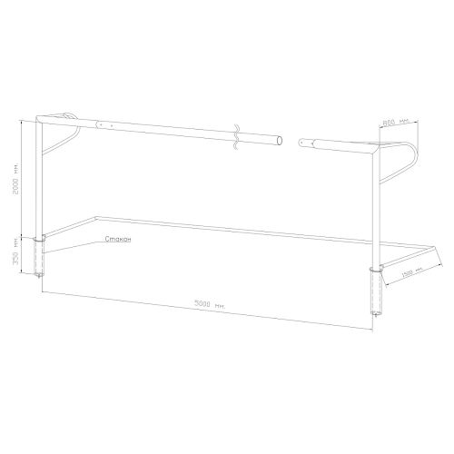 Ворота футбольные 5х2 м стальные d=89 мм стационарные со стаканами №2 (разборные)