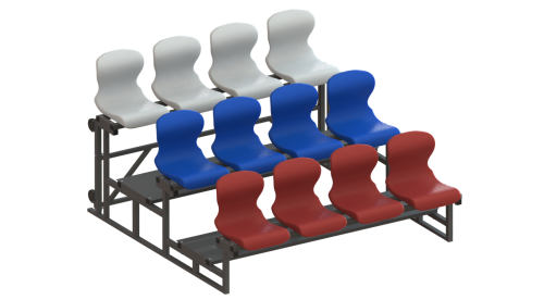 Трибуна мобильная 3-х рядная на 12 мест СТ-150