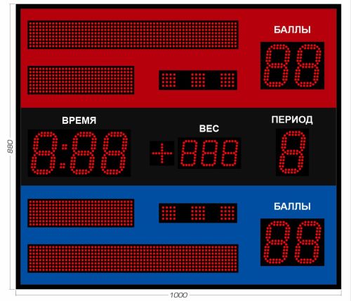 Табло для греко-римской и вольной борьбы 1000x880 мм