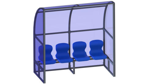 Скамейка для запасных игроков (4 места, боковины закрыты) СТ-165 Скамейка для запасных игроков (4 места, боковины закрыты) СТ-165