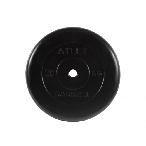 Диск обрезиненный Атлет 20 кг, d=26 мм (черный) MB Barbell MB-AtletB26-20