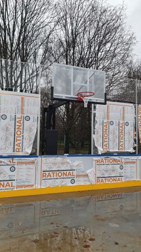 Баскетбольная стойка усиленная, двухопорная, вылет 2,2 м (амортизационное кольцо, сетка) СТ-474#5