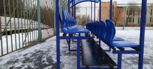 Трибуна 2-х рядная на 12 мест (с навесом из поликарбоната) СТ-49#3 Трибуна 2-х рядная на 12 мест (с навесом из поликарбоната) СТ-49#3