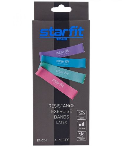 Эспандеры STARFIT ES-203 латекс (4 шт.) неон#8