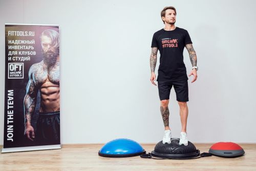 Полусфера гимнастическая Original FitTools R2 с эспандерами и насосом#2