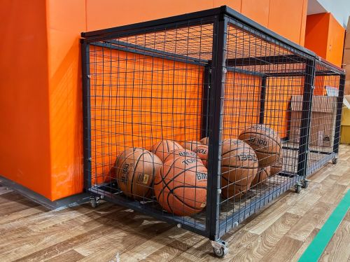 Корзина для мячей передвижная 750х1050х750 на 40 шт. (сетка) СТ-35#2