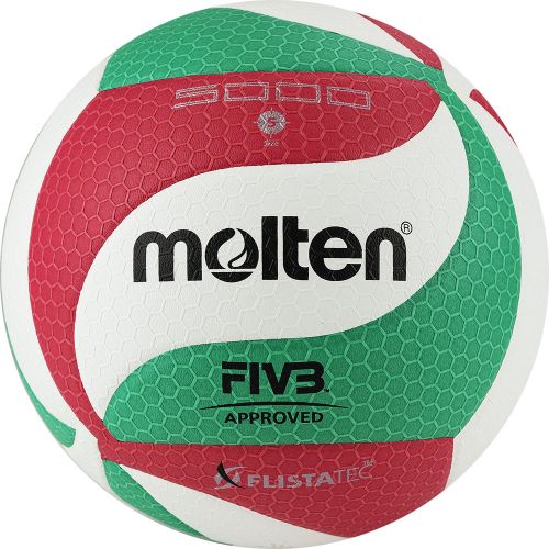 Мяч волейбольный MOLTEN V5M5000 №5 FIVB Approved (ПУ) бело-красно-зеленый Мяч волейбольный MOLTEN V5M5000 №5 FIVB Approved (ПУ) бело-красно-зеленый