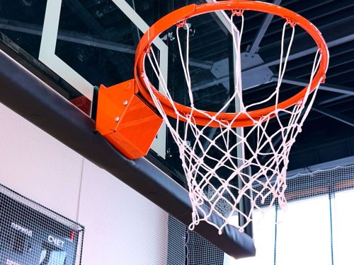 Щит баскетбольный со складной фермой на электроприводе (к-т: ферма потолочная, щит из закаленного стекла 10мм, протектор, аморт. кольцо, сетка) СТ-191#28