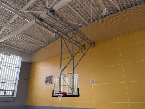 Щит баскетбольный со стационарной потолочной фермой (к-т: ферма, щит из закаленного стекла, протектор, аморт. кольцо, сетка) СТ-333#2