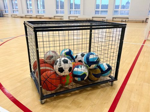 Корзина для мячей передвижная 750х1050х750 на 40 шт. (пруток) СТ-111#2