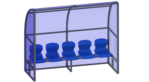 Скамейка для запасных игроков (5 мест, боковины закрыты) СТ-166 Скамейка для запасных игроков (5 мест, боковины закрыты) СТ-166