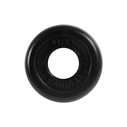 Диск обрезиненный Атлет 1,25 кг, d=51 мм (черный) MB Barbell MB-AtletB51-1,25 Диск обрезиненный Атлет 1,25 кг, d=51 мм (черный) MB Barbell MB-AtletB51-1,25
