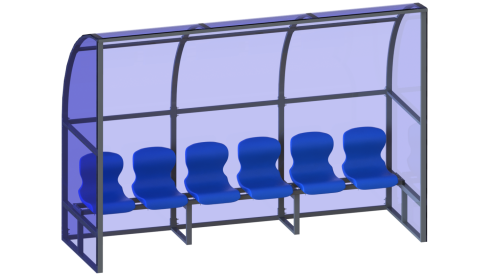 Скамейка для запасных игроков (6 мест, боковины закрыты) СТ-167 Скамейка для запасных игроков (6 мест, боковины закрыты) СТ-167