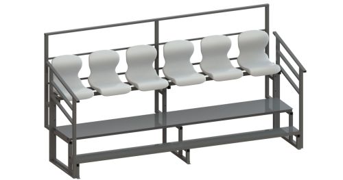 Трибуна однорядная на 6 мест (с подъемом ряда) СТ-386 Трибуна однорядная на 6 мест (с подъемом ряда) СТ-386