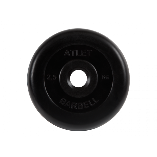 Диск обрезиненный Атлет 2,5 кг, d=26 мм (черный) MB Barbell MB-AtletB26-2,5