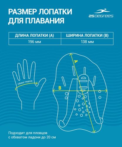 Лопатки для плавания 25DEGREES Alfa Blue/Lime#5