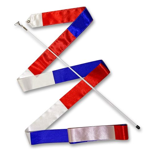 Лента гимнастическая с палочкой INDIGO 4 м (триколор)