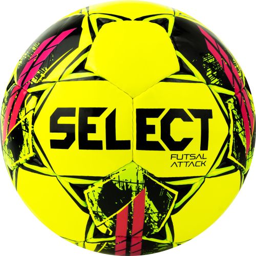 Мяч футзальный SELECT Futsal Attack V22 Shiny №4 (ПУ) желто-зелено-розовый
