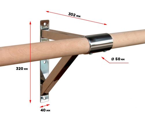 Кронштейн для хореографического (балетного) станка пристенный однорядный (нержавеющая сталь)#2 Кронштейн для хореографического (балетного) станка пристенный однорядный (нержавеющая сталь)#2